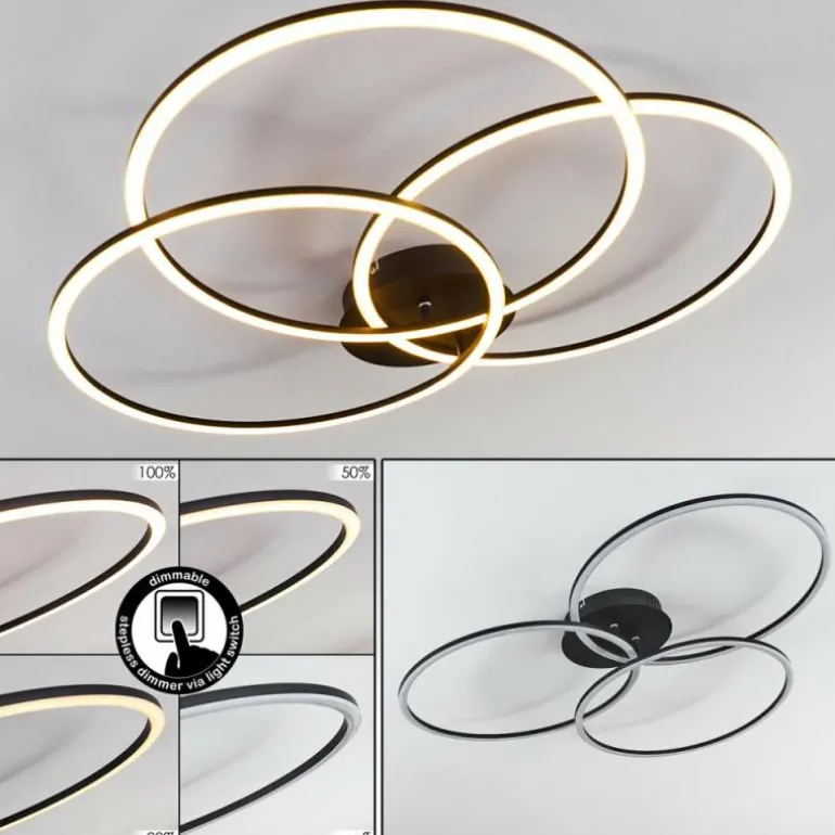 Plafonnier Johsa LED Noir, 3 lumières
