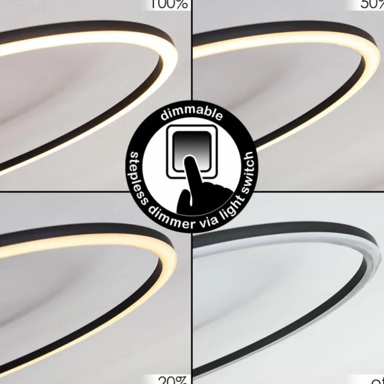 Plafonnier Johsa LED Noir, 3 lumières
