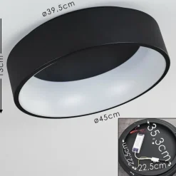 Plafonnier Kampal LED Noir, 1 lumière