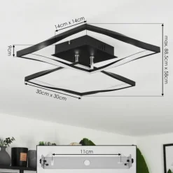 Plafonnier Kanchung LED Noir, 1 lumière