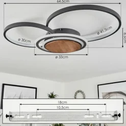 Plafonnier Kassambene LED Anthracite, Écru, 1 lumière