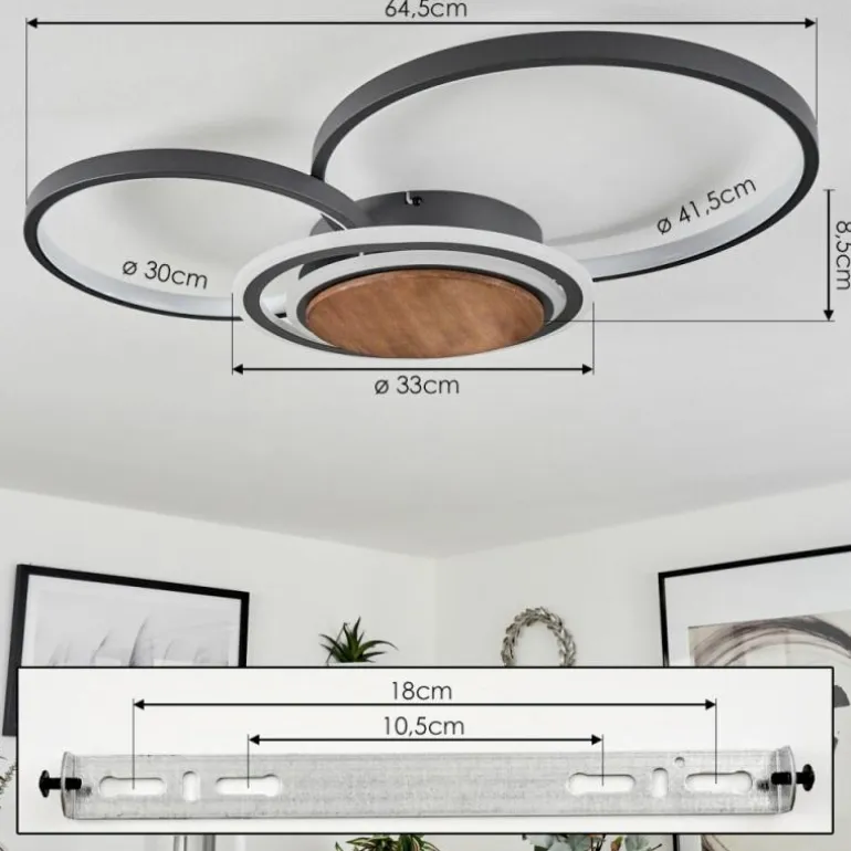 Plafonnier Kassambene LED Anthracite, Écru, 1 lumière