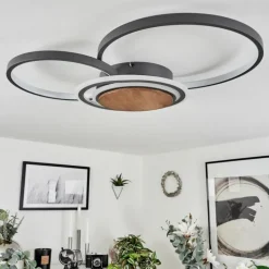 Plafonnier Kassambene LED Anthracite, Écru, 1 lumière