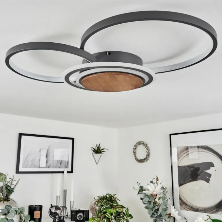Plafonnier Kassambene LED Anthracite, Écru, 1 lumière