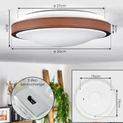 Plafonnier Kelva LED Brun, Noir, Blanc, 1 lumière