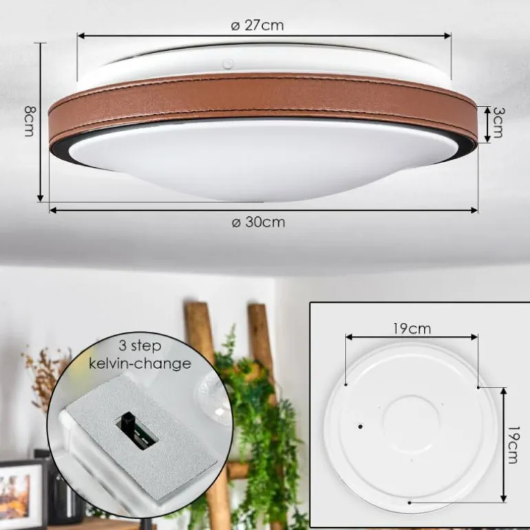 Plafonnier Kelva LED Brun, Noir, Blanc, 1 lumière