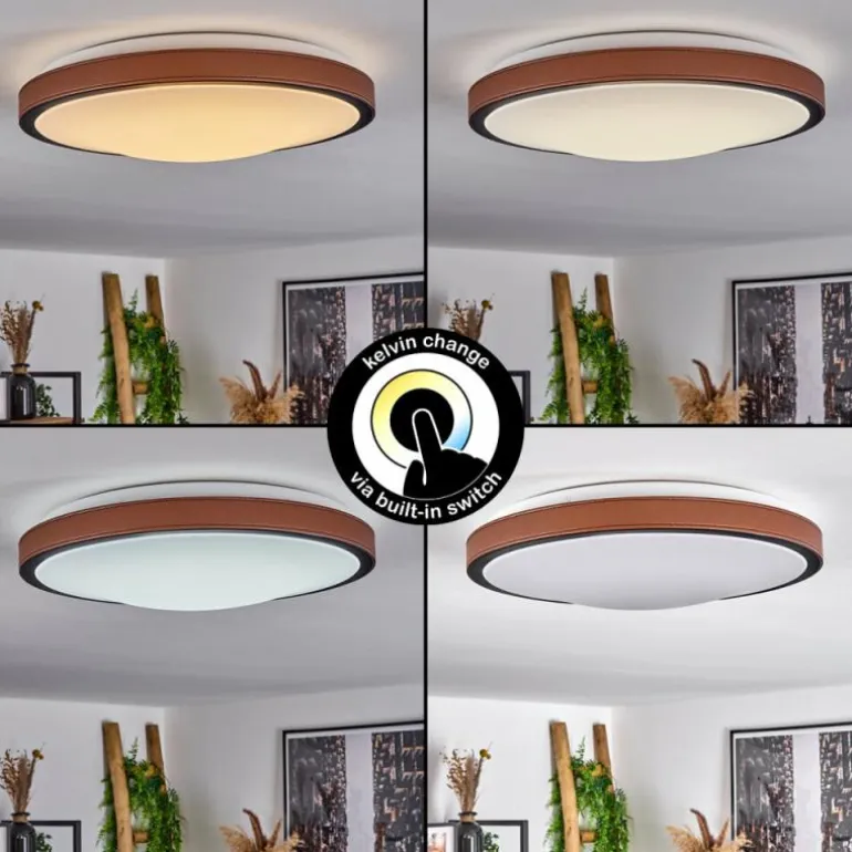 Plafonnier Kelva LED Brun, Noir, Blanc, 1 lumière