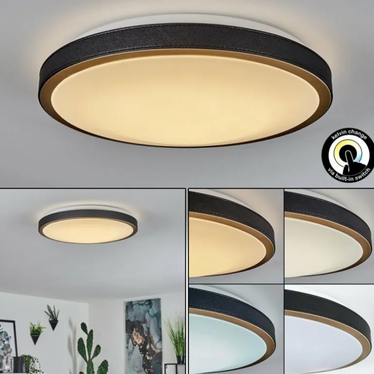 Plafonnier Kelva LED Vieux laiton, Noir, Blanc, 1 lumière