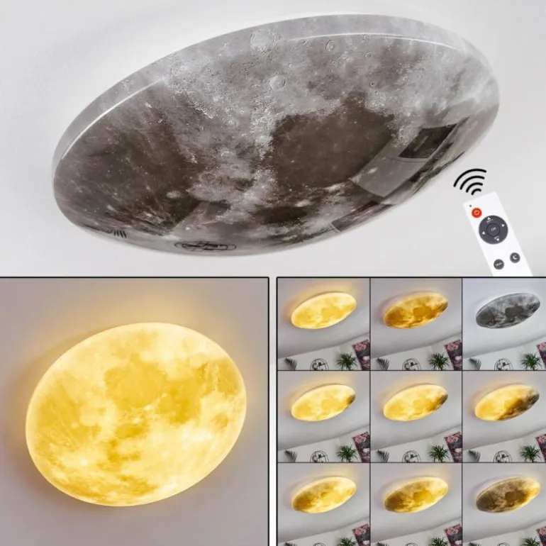 Plafonnier Keru LED Blanc, 1 lumière, Télécommandes