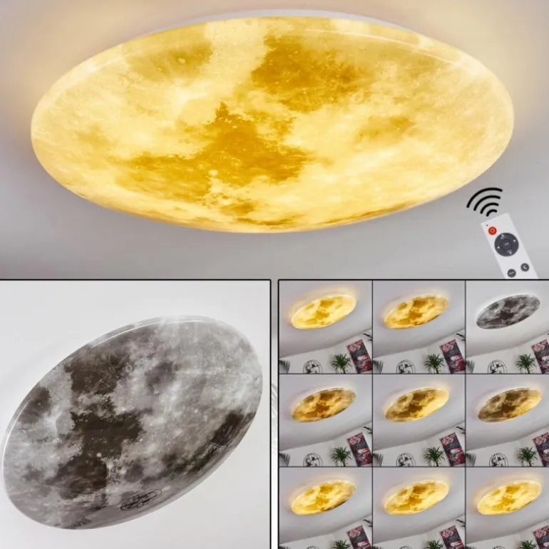 Plafonnier Keru LED Blanc, 1 lumière, Télécommandes