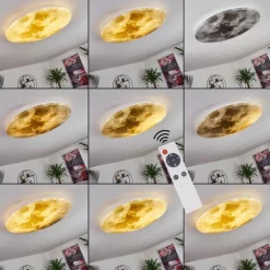 Plafonnier Keru LED Blanc, 1 lumière, Télécommandes