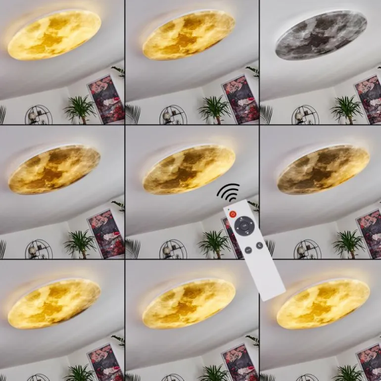 Plafonnier Keru LED Blanc, 1 lumière, Télécommandes