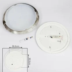 Plafonnier Keru LED Blanc, 1 lumière, Télécommandes
