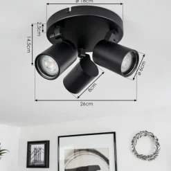 Plafonnier Khnar Noir, 3 lumières