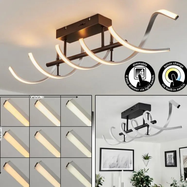 Plafonnier Khovet LED Noir, 1 lumière