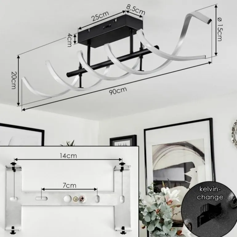 Plafonnier Khovet LED Noir, 1 lumière