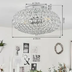 Plafonnier Klamila Chrome, 2 lumières
