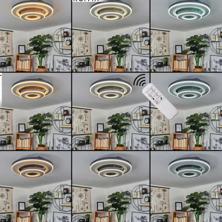 Plafonnier Kolo LED Gris, Blanc, 1 lumière, Télécommandes