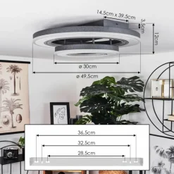 Plafonnier Kolo LED Gris, Blanc, 1 lumière, Télécommandes