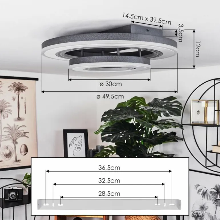 Plafonnier Kolo LED Gris, Blanc, 1 lumière, Télécommandes