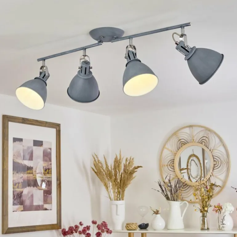 Plafonnier Koppom Bleu, Gris, 4 lumières