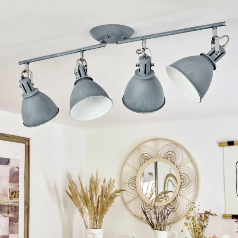 Plafonnier Koppom Bleu, Gris, 4 lumières