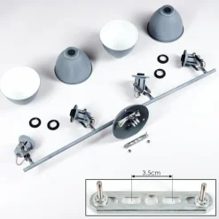 Plafonnier Koppom Bleu, Gris, 4 lumières