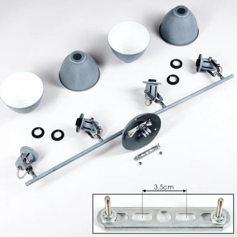 Plafonnier Koppom Bleu, Gris, 4 lumières