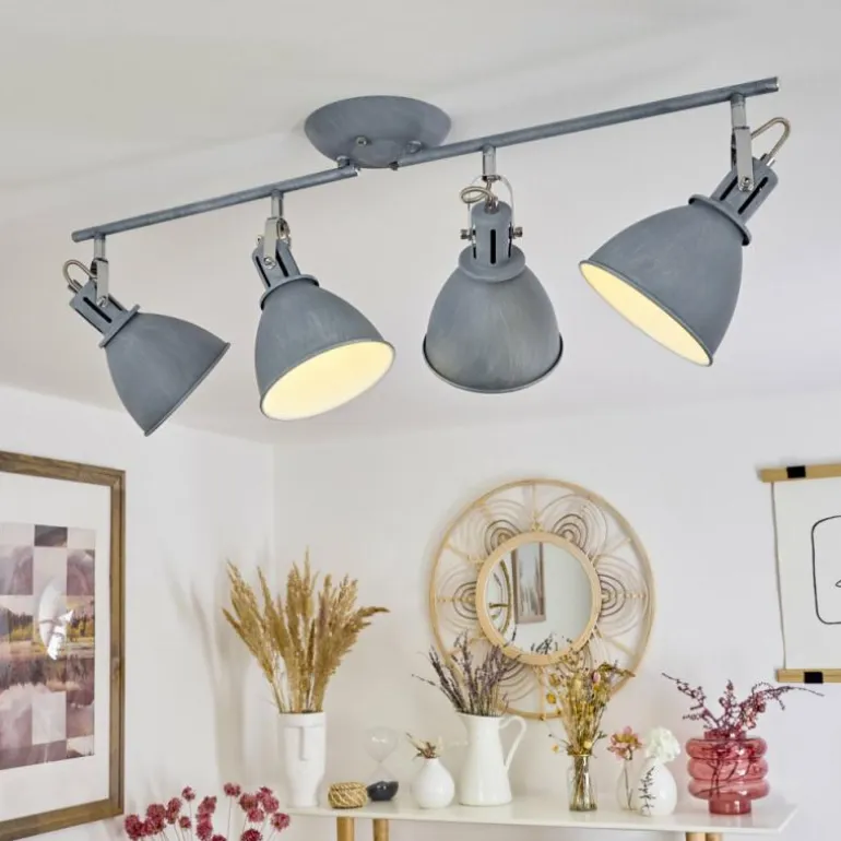 Plafonnier Koppom Bleu, Gris, 4 lumières
