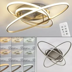 Plafonnier Krabi LED Nickel mat, 3 lumières, Télécommandes