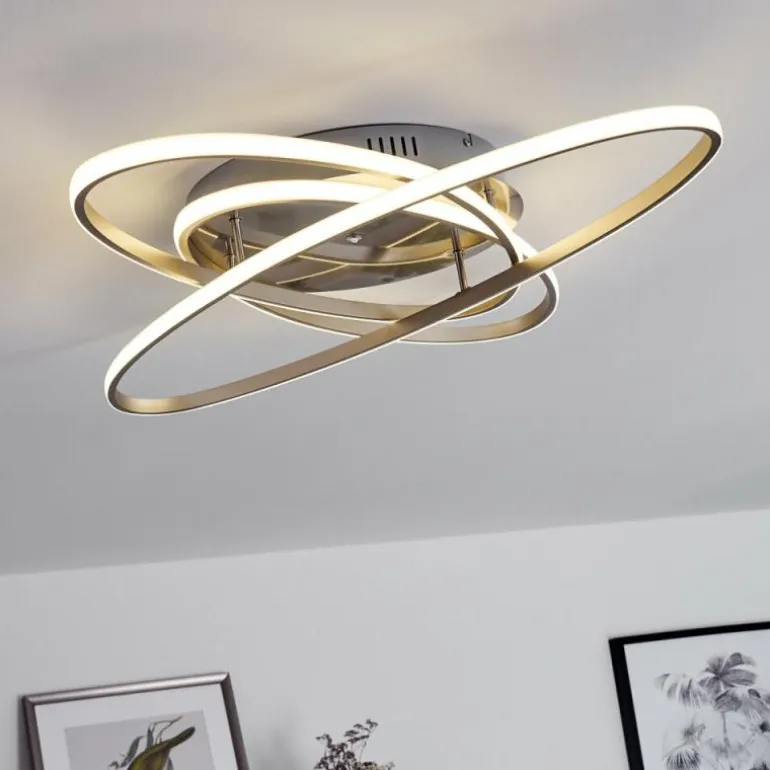 Plafonnier Krabi LED Nickel mat, 3 lumières, Télécommandes