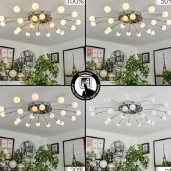 Plafonnier Lacosse LED Chrome, Nickel mat, 21 lumières