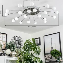 Plafonnier Lacosse LED Chrome, Nickel mat, 21 lumières