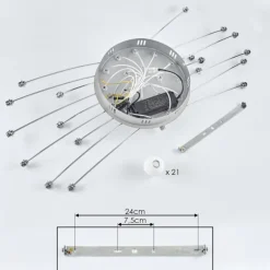 Plafonnier Lacosse LED Chrome, Nickel mat, 21 lumières