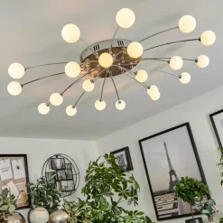 Plafonnier Lacosse LED Chrome, Nickel mat, 21 lumières