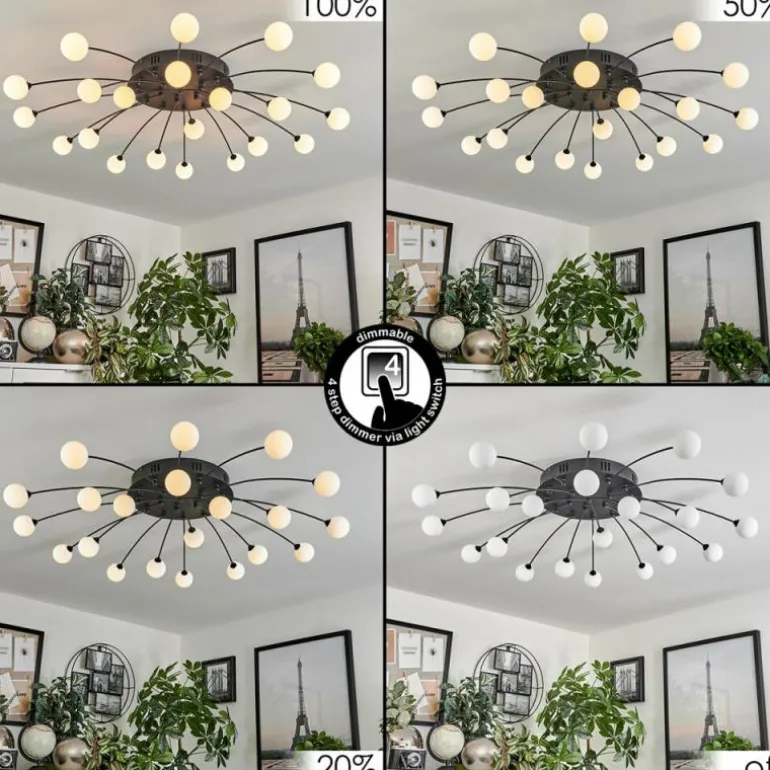 Plafonnier Lacosse LED Noir, 21 lumières