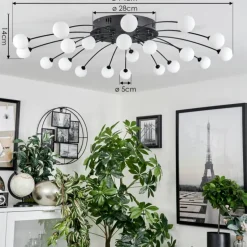 Plafonnier Lacosse LED Noir, 21 lumières