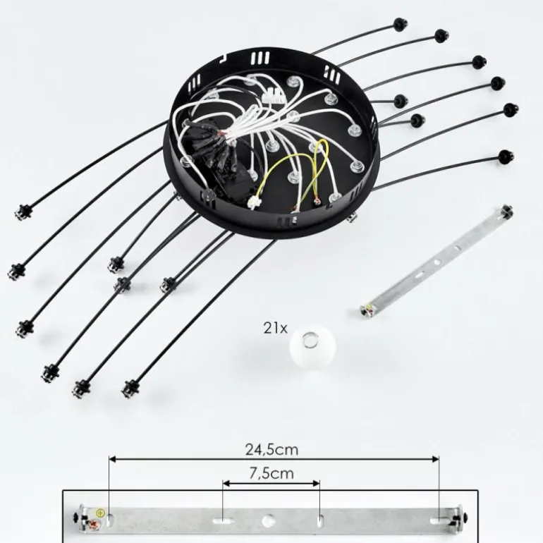 Plafonnier Lacosse LED Noir, 21 lumières