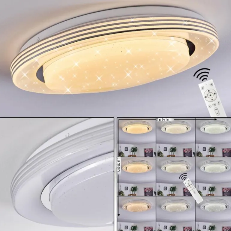 Plafonnier Laganadi LED Blanc, 1 lumière, Télécommandes