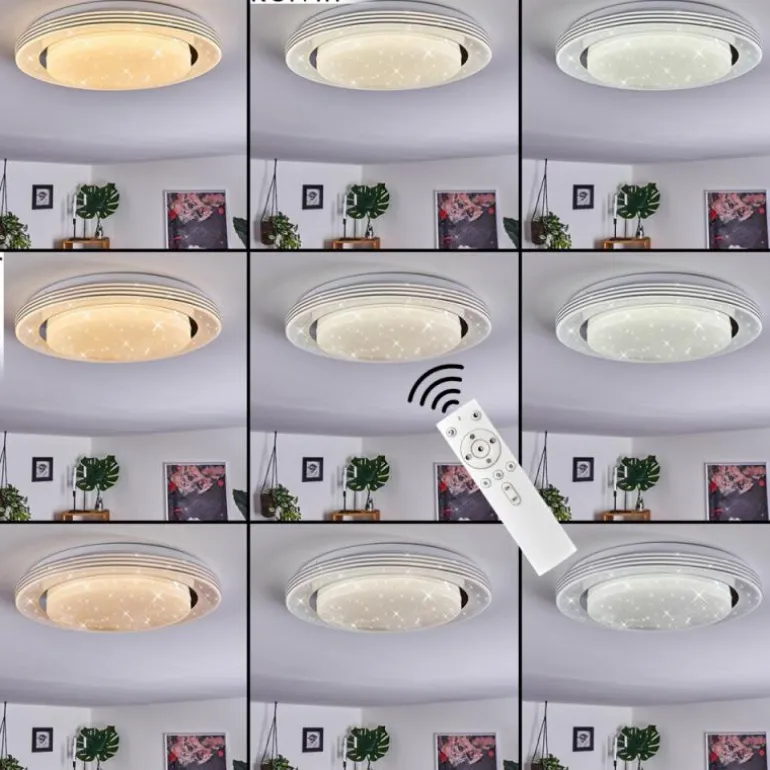 Plafonnier Laganadi LED Blanc, 1 lumière, Télécommandes