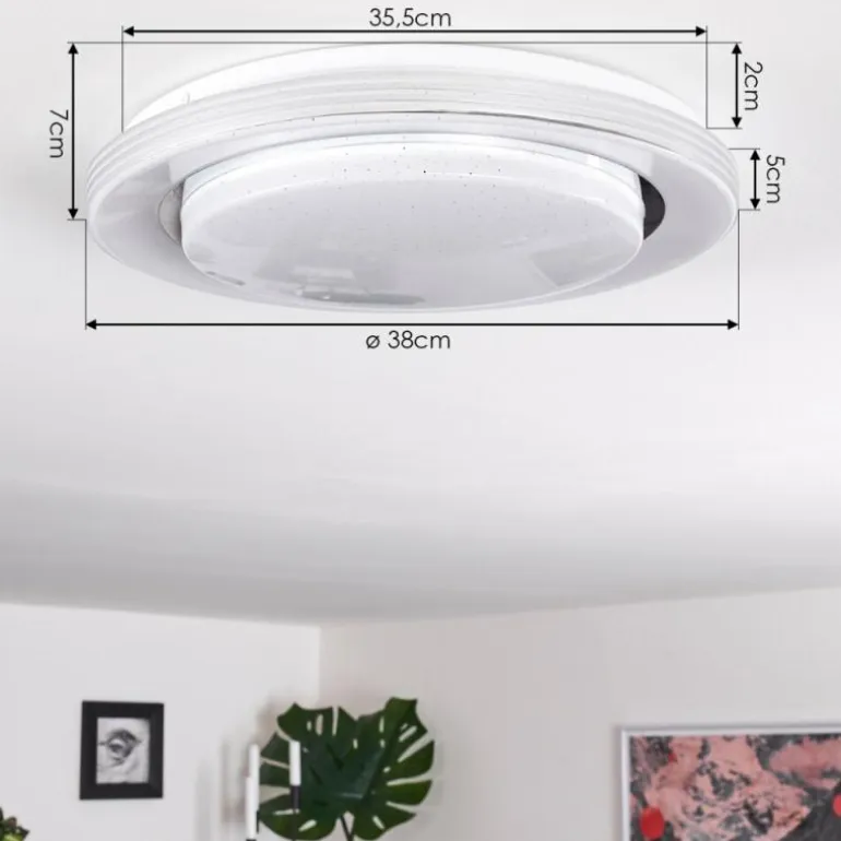 Plafonnier Laganadi LED Blanc, 1 lumière, Télécommandes