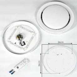 Plafonnier Laganadi LED Blanc, 1 lumière, Télécommandes