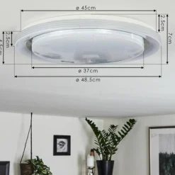 Plafonnier Laganadi LED Chrome, 1 lumière, Télécommandes, Changeur de couleurs