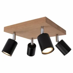 Plafonnier Languileo Bois clair, 4 lumières