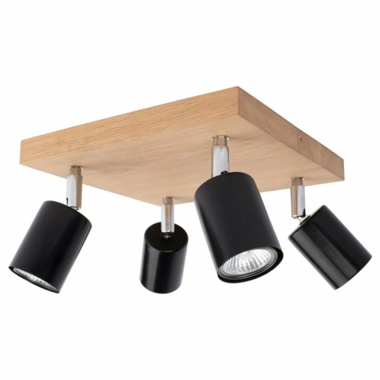 Plafonnier Languileo Bois clair, 4 lumières