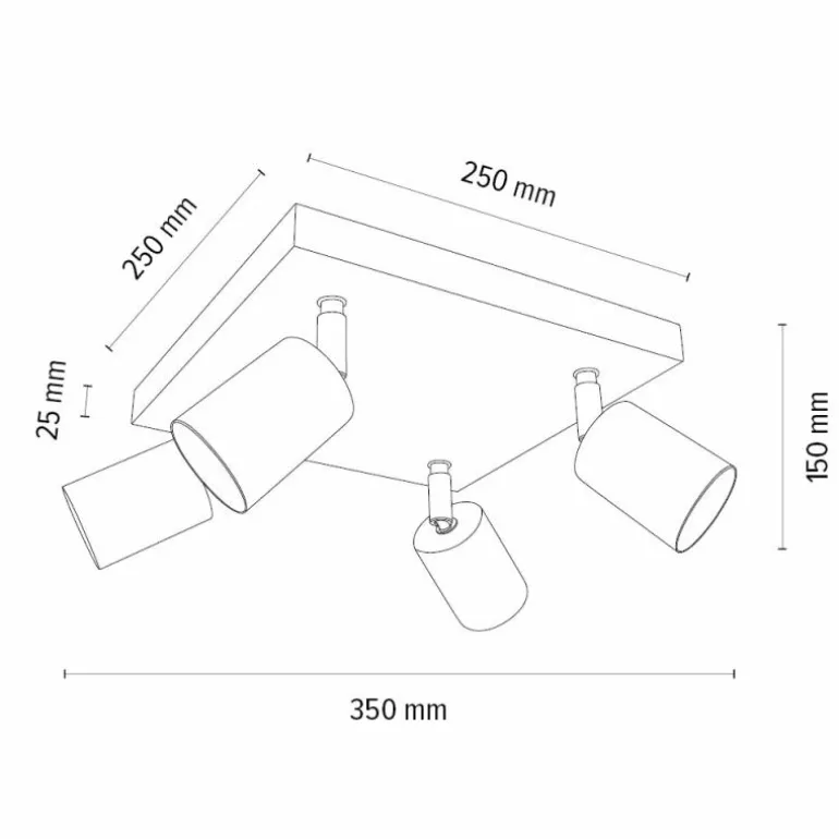 Plafonnier Languileo Bois clair, 4 lumières