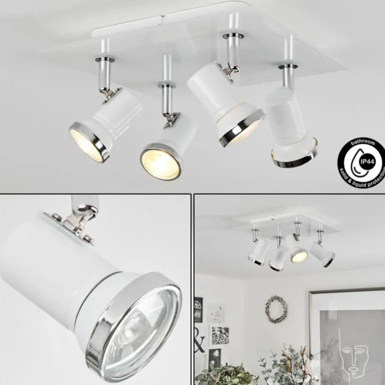 Plafonnier Lanrigan Chrome, Blanc, 4 lumières