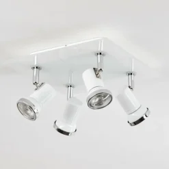 Plafonnier Lanrigan Chrome, Blanc, 4 lumières