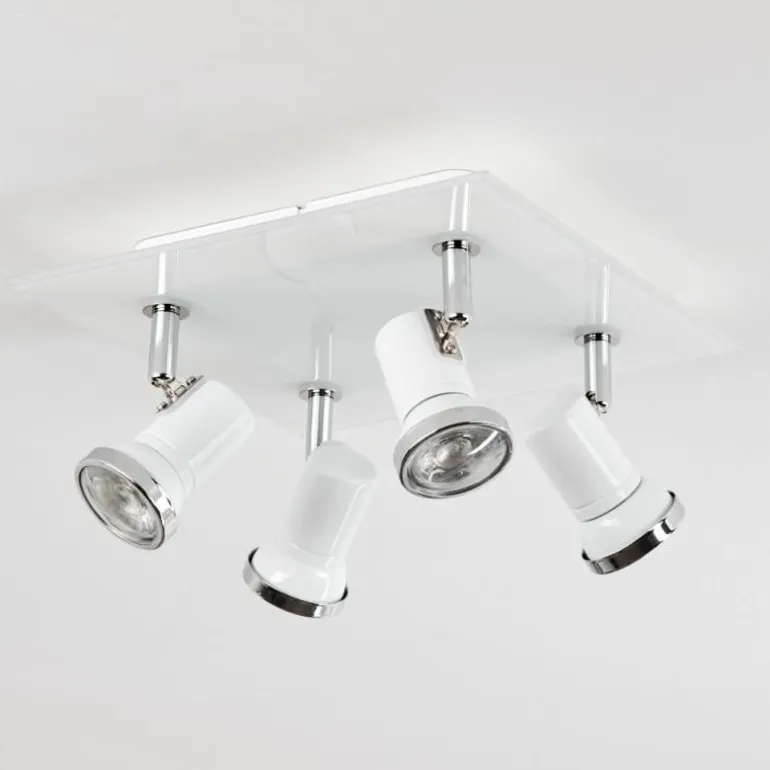 Plafonnier Lanrigan Chrome, Blanc, 4 lumières