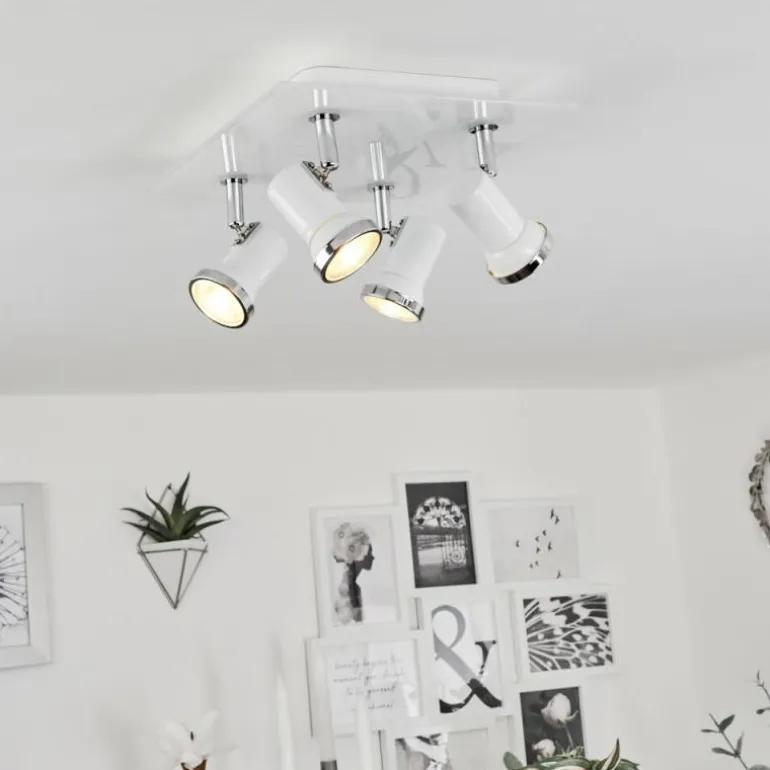 Plafonnier Lanrigan Chrome, Blanc, 4 lumières